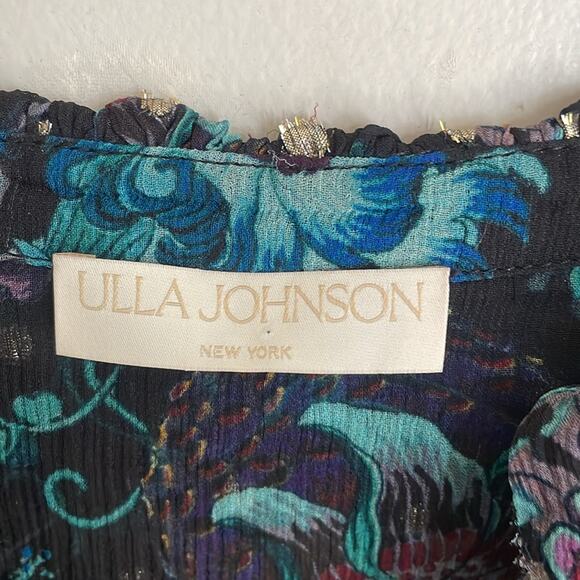 Ulla Johnson Bernadette Floral-Print Blouse Black Iris - Picture 5 of 16
